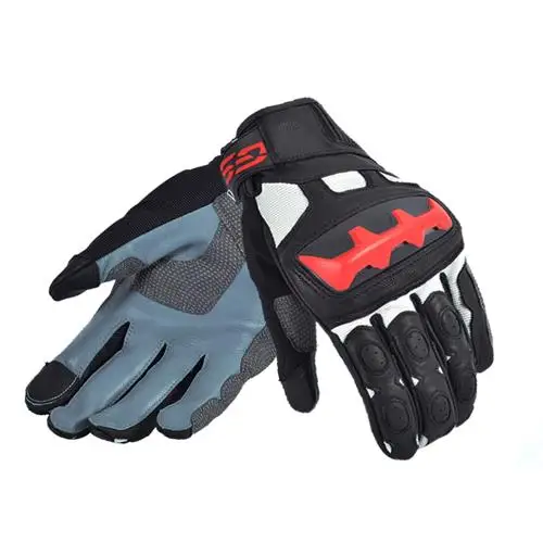 Мотоциклетные GS перчатки для BMW мотоциклетные Мужские кожаные перчатки - Цвет: Black Red