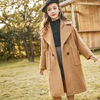 

Autumn and Winter Girls Woolen Coat Jacket 2020 Spring and Autumn New Children's Long Girl Woolen Windbreaker Jacket Trend