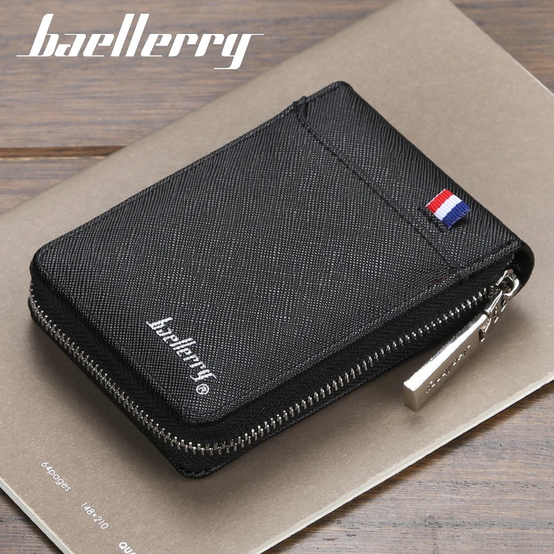 Fashion Zipper Men's Wallet  Small Short Credit Card Holder For Male Vintage Mini Man Purse With Coin Pocket 058 K9105