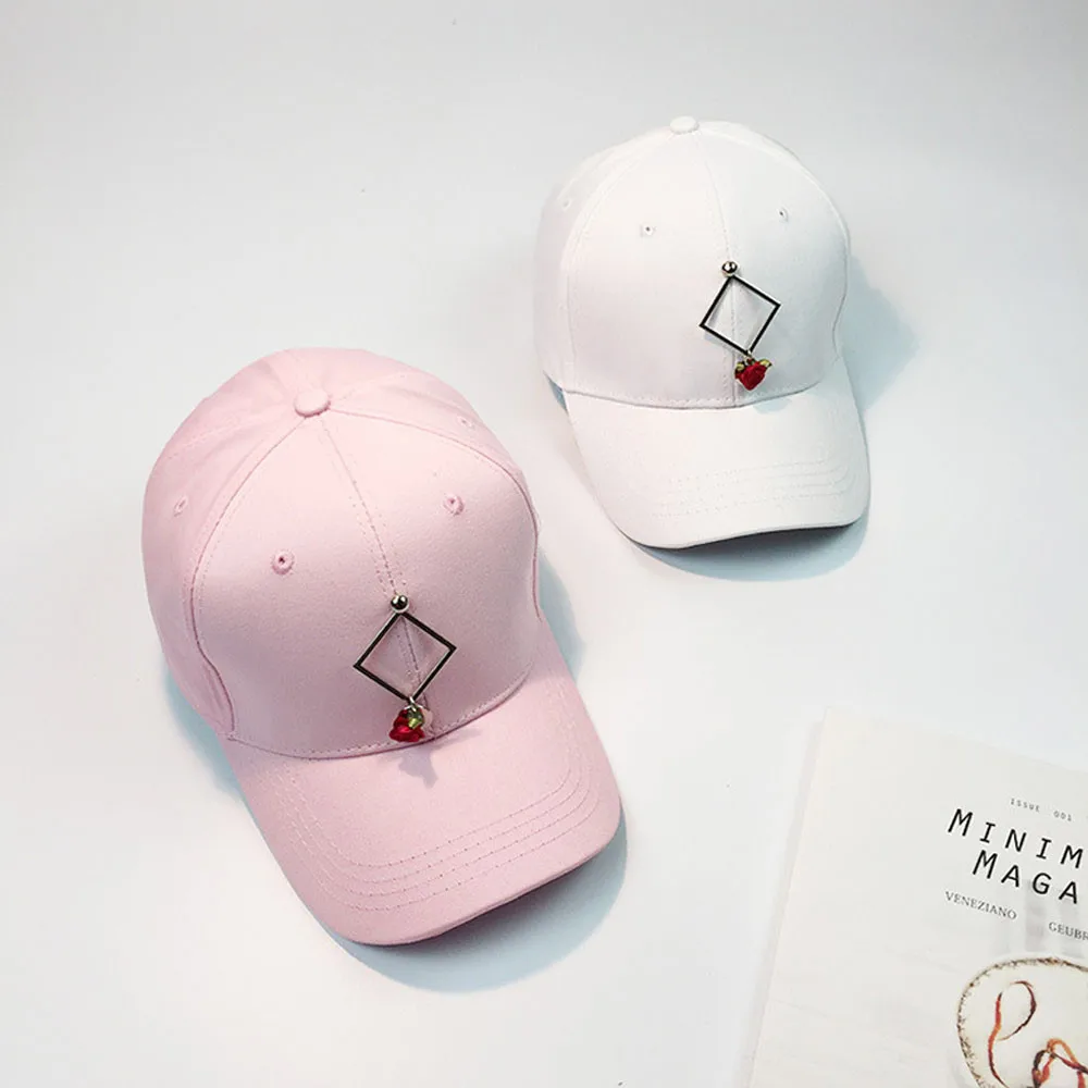 

Fashion Baseball Cap Women Men Summer Cap Cotton Metal Rose Snapback Caps Hip Hop Visor Hat Hats Hip-Hop Adjustable Cap