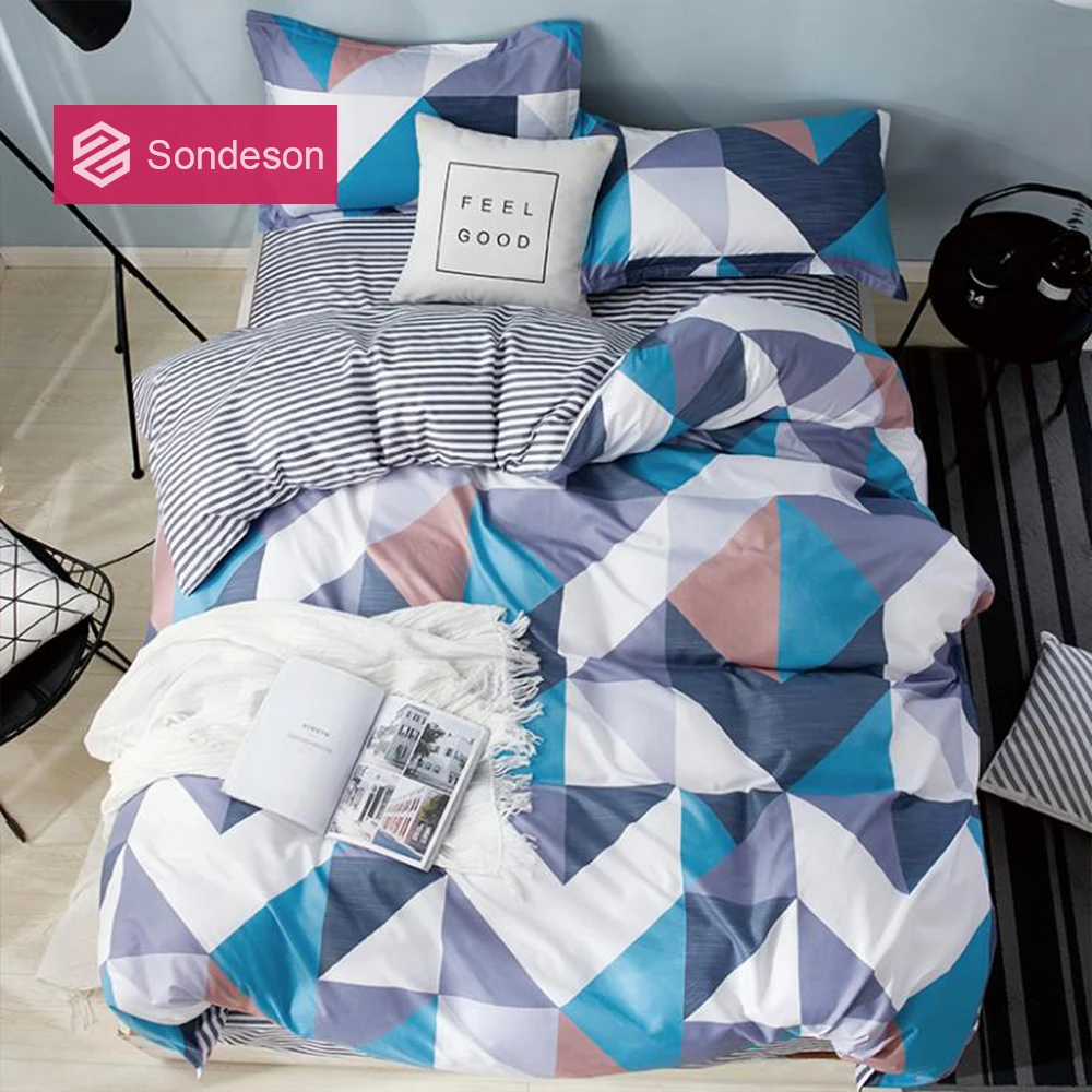 

Sondeson Fashion Geometry Men Bedding Set Home Bedding Set Soft Duvet Cover Set Flat Sheet Pillowcase Quilt Cover Free Shipping