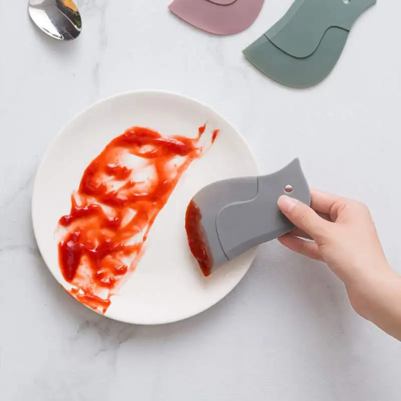 Cute Penguin Shape Baking Soft Blade Scraper Multifunctional Oil Dish Plate Scraping Kitchen Gadget Dirty Stains Cleaning Tool