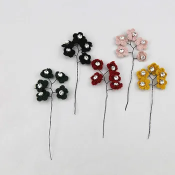 

DIY handmade jewelry minority autumn and winter wool woven diamond flower bouquet earrings hair accessories brooch material
