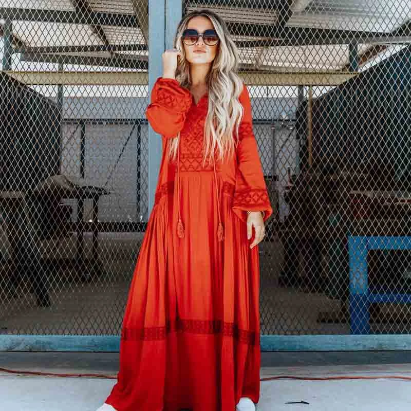 orange boho dress