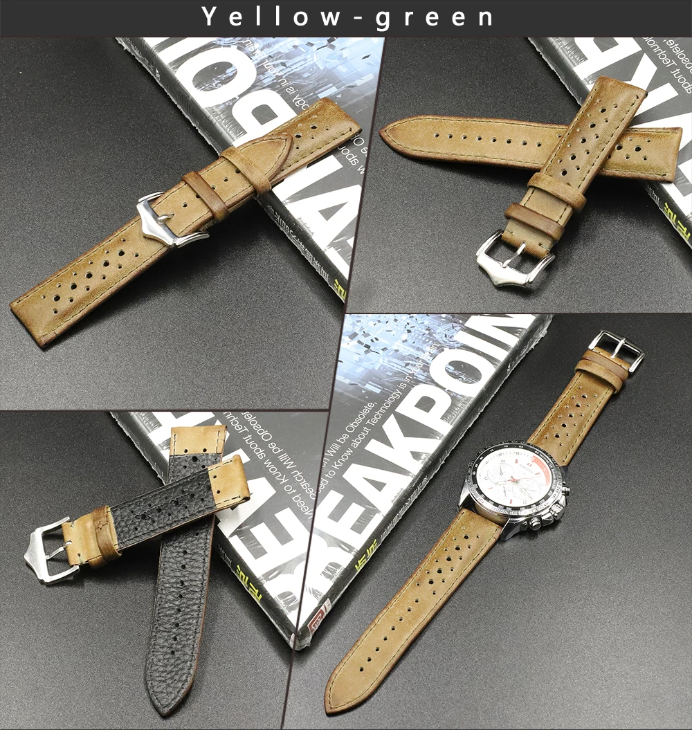 High Quality Genuine Leather Watch Band Strap 20mm 22mm 24mm Porous Breathable Handmade Stitching Watch Bracelet Accessories High Quality Genuine Leather Watch Band Strap 20mm 22mm 24mm Porous Breathable Handmade Stitching Watch Bracelet Accessories