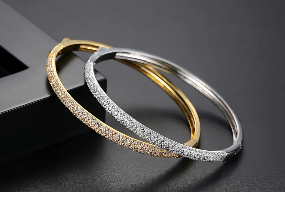LUOTEEMI, изысканный цельный минимализм, заявленный AAA CZ проложенный Кристаллами Браслет для женщин, Роскошные блестящие летние браслеты и браслеты