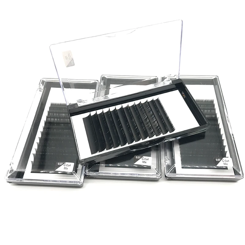 

High Quality 12 Rows Individual Lashes C CC D U Curl Classic Eyelashes Soft Volume Faux Mink Eyelash Extensions
