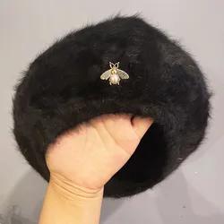 Chapeau béret en tricot en forme de champignon pour femme et homme, chapeau de peintre, de couleur pinkycolor, idéal pour les loisirs, collection automne et hiver 