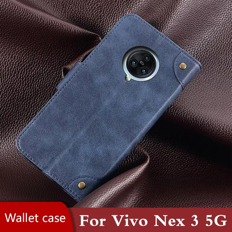 Чехол книжка с откидной крышкой для Vivo Nex 3 5G Кожаный противоударный чехол на