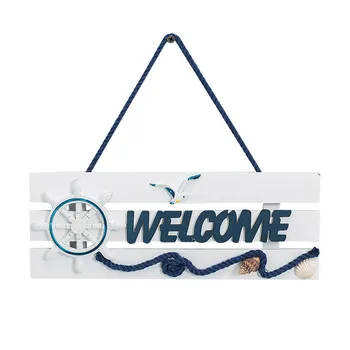 

Mediterranean Vintage Nautical Style Welcome To My Home Wooden Poster Tin Sign Plate Wall Decoration Vintage Wood Painting