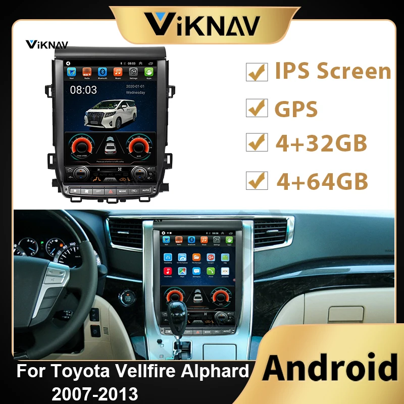 

Android Tesla style Car no DVD player For Toyota Vellfire/Alphard 2007-2013 head unit multimedia car radio tape