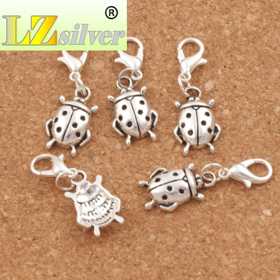 Ladybug Clasp European Lobster Trigger Clip On Charm Beads 11x31.5mm 100pcs Zinc Alloy C1553