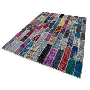 

184x238 Cm Multicolor Handmade Modern Patchwork Rug-6x8 Ft