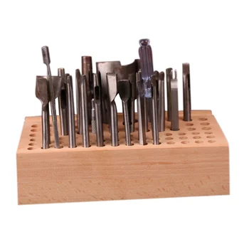 

Economical Wooden Stamp Stand Holder Wood DIY Tools Organizer Stand For Storing Leathercraft Punches Tool 76 Holes ds99