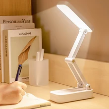 

LED Folding Reading Desk Lamp Bedside Bedroom Charging Night Light Eye Protection Stepless Dimming 3-Color Lighting Table Lamps