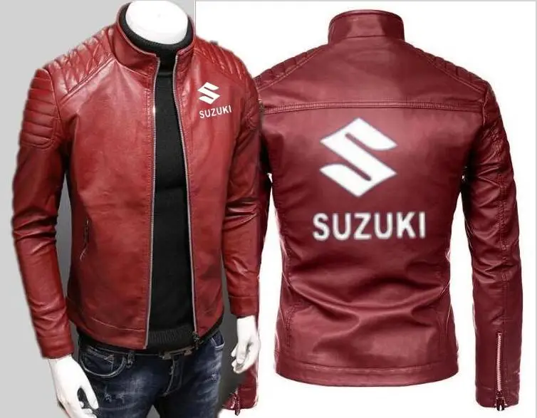 Локомотив черная Мода suzuki кожаная куртка мужская молния мотоцикл автомобиль молния кардиган кожаная куртка