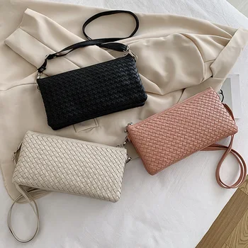 

2020 Women New Fashion OL Knitting Cardholder Envelope Bag Organ Bag Shoulder Bag Crossbody Bag Office Daily