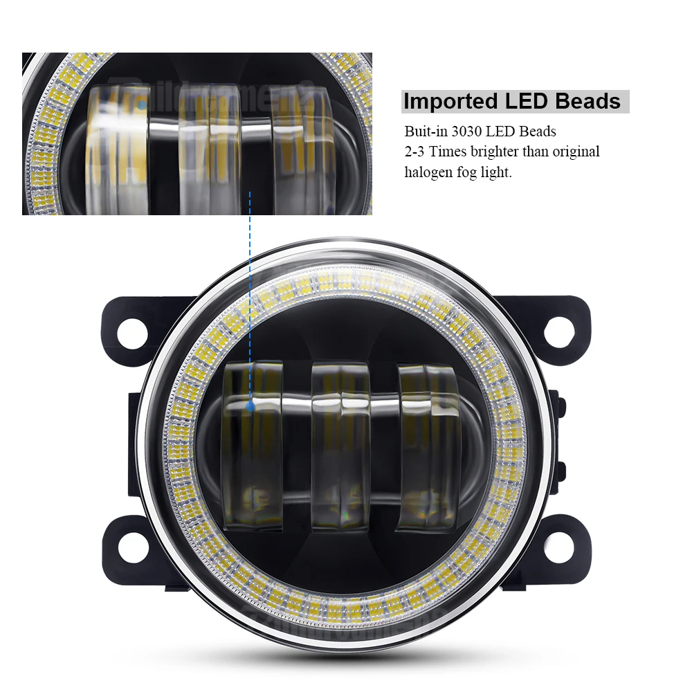 Car Angel Eye Fog Light LED Lens Fog Driving Lamp DRL 30W 2X For Renault Duster Clio Trafic Megane Scenic Kadja Twingo Sandero