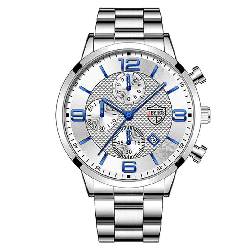 Fashion Men's Sports Watches Stainless Steel Analog Quartz Wristwatch Male Business Luminous Clock Luxury Casual Silver Bracelet 