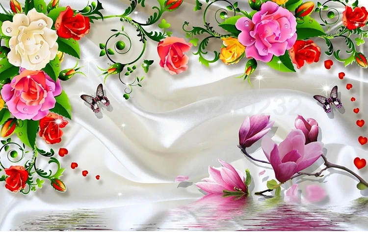 3D Romantic Floral Flower Wallpaper, Foto personalizada, Mural, Sala de estar, Quarto, TV Fundo, Parede, Home Decor Tapety 11 H14b1c71a33004e2ab5864f30ce966f64v