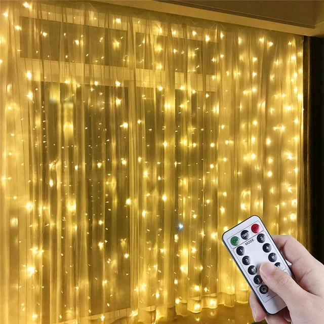 Guirlande lumineuse rideau à piles USB 5Z, lumières féeriques à