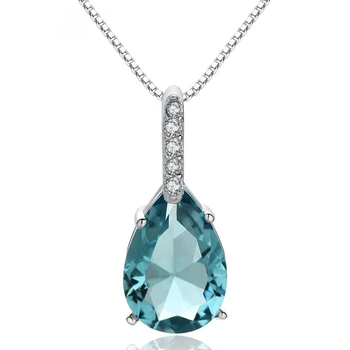 Exquisite  Water Drop Pendant Necklace Fashion Women Blue Crystal Clavicle Chain Elegant Lady Wedding Jewelry