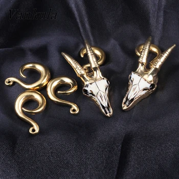 

Vankula 2PCS Cool Skulls Tunnel Ear Plugs Stainless Steel Ear Weights Hooks Ear Gauges Expander Body Jewelry Plugs Piercing