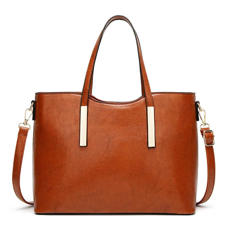 

Fashion Toth Large Bag Women's 2019 Summer New Style Korean-style Versatile Large Capacity Oil Wax Leather Mommy Bag Shoulder Cr