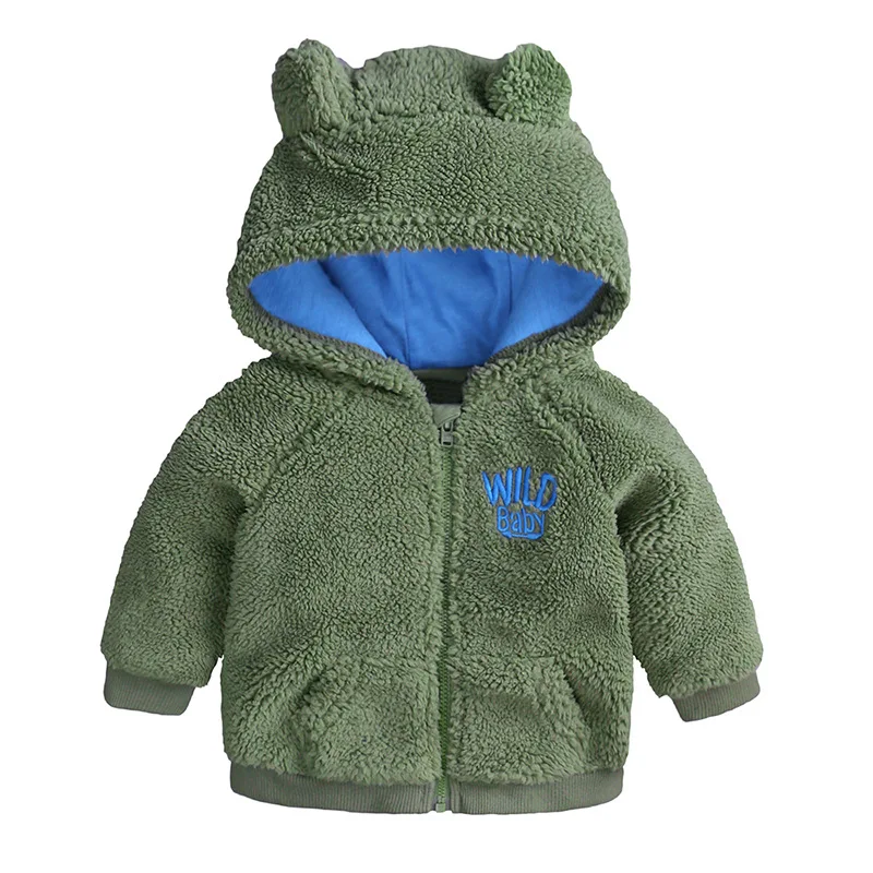 LOOZYKIT верхняя одежда для холодной зимы; пуловер с капюшоном и ушками животных; топы для новорожденных; теплая одежда с длинными рукавами для маленьких мальчиков и девочек - Цвет: green