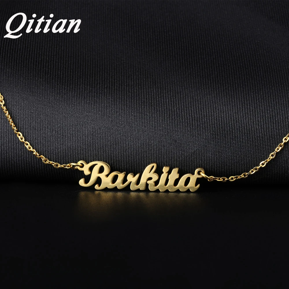 Personalized Name Necklace Charm Custom Pendant Gift Women Jewelry Stainless-Steel Gold