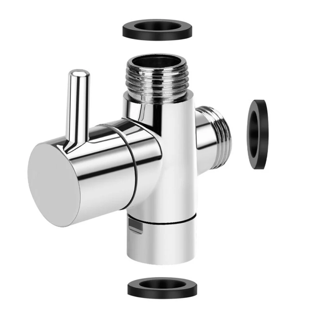 

3-Way Shower Head Diverter Valve Sprayer Arm Mount T-Adapter Copper Diverter 1x