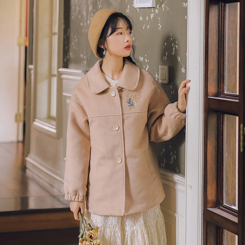 

Korean-style Autumn And Winter New Style Short-height Short Fashion Woolen Cropped Jacket Women's