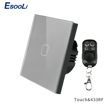

Esooli EU/UK Standard Smart Home Wireless Remote Control Light Switch 1 Gang 1 Way RF433 Remote Control Wall Touch Switch