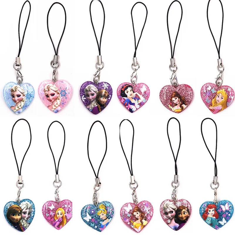 1 шт. брелок для ключей Belle Elsa princess Rapunzel Heart Diy аксессуары полимерный ключевой