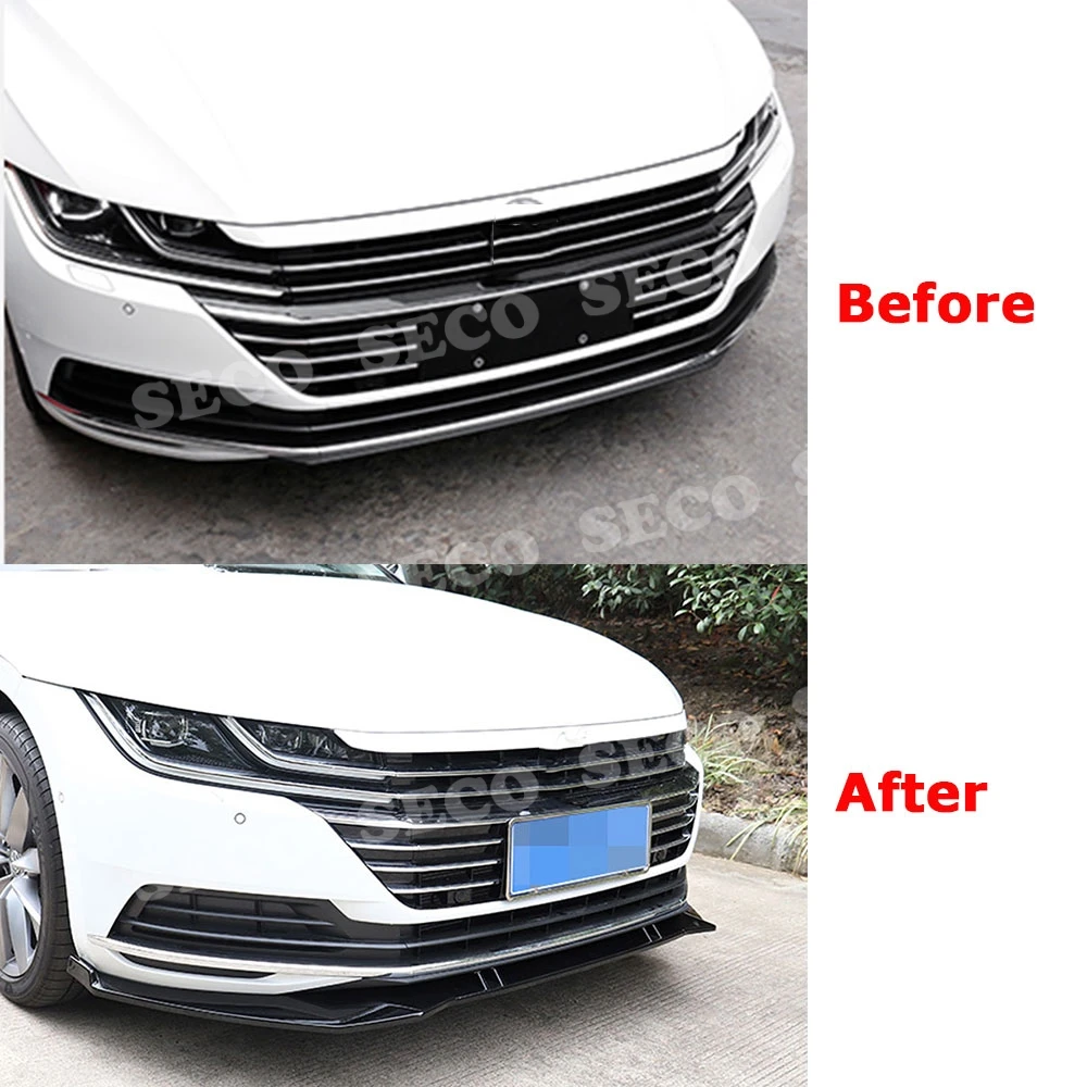 Для Volkswagen VW CC ABS черные передние губы Спойлеры Карбон Защита бампера автомобиля Стайлинг