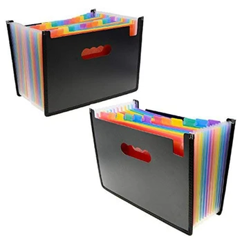 

File Folder Organizer 12 24 Pockets Document Organizer Wrap and File Guides, Multi-Color Accordion A4 Size with Expanding Wallet