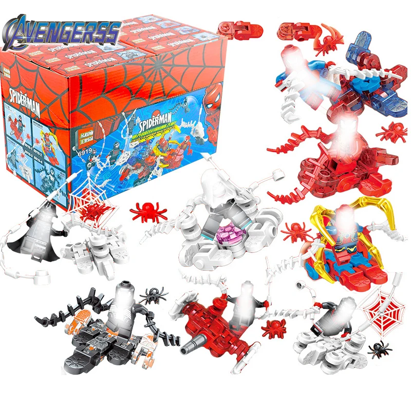 

8pcs/lot Spiderman Spider-man Far From Home Anti Venom Carnage Spider Gwen Man Batman Avengers Building Blocks Toys Figures