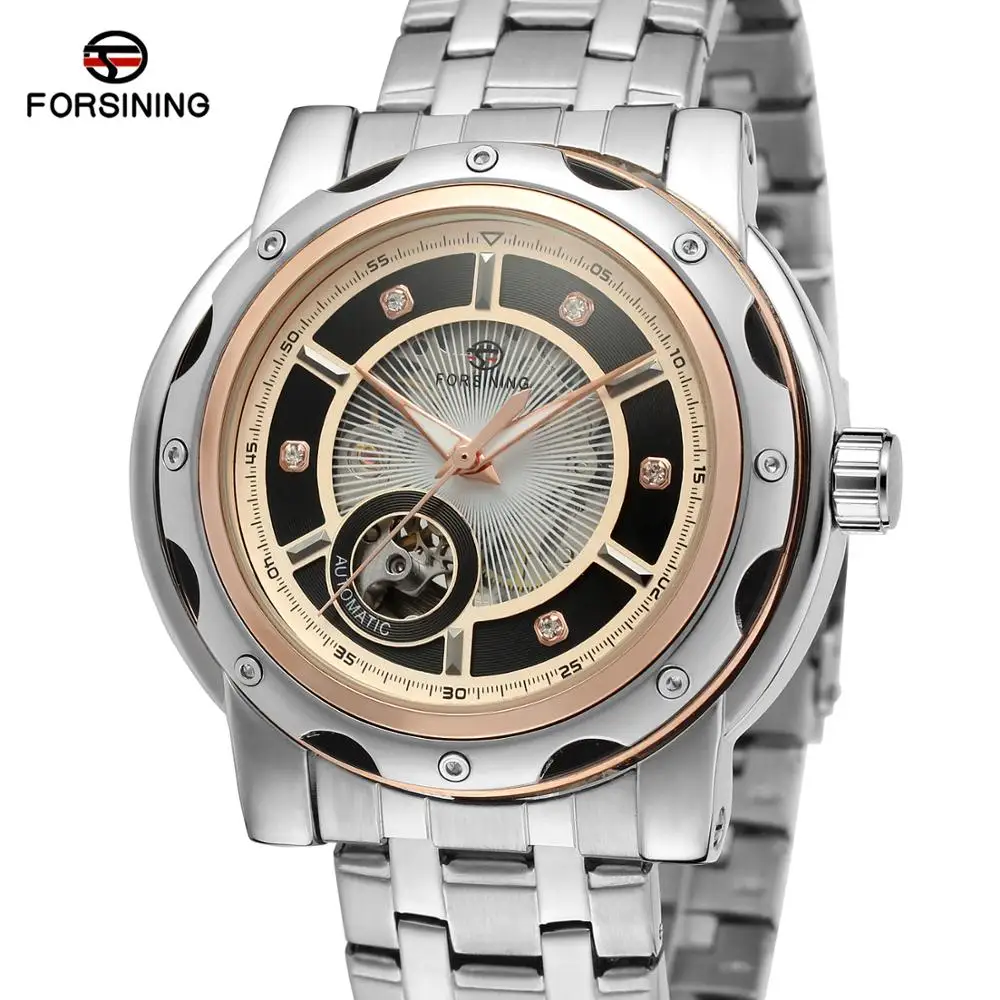 

FORSINING Men Top Brand Watch Luxury Skeleton Stainless Steel Bracelet Automatic Mechanical Wristwatches Clock Relogio Masculino
