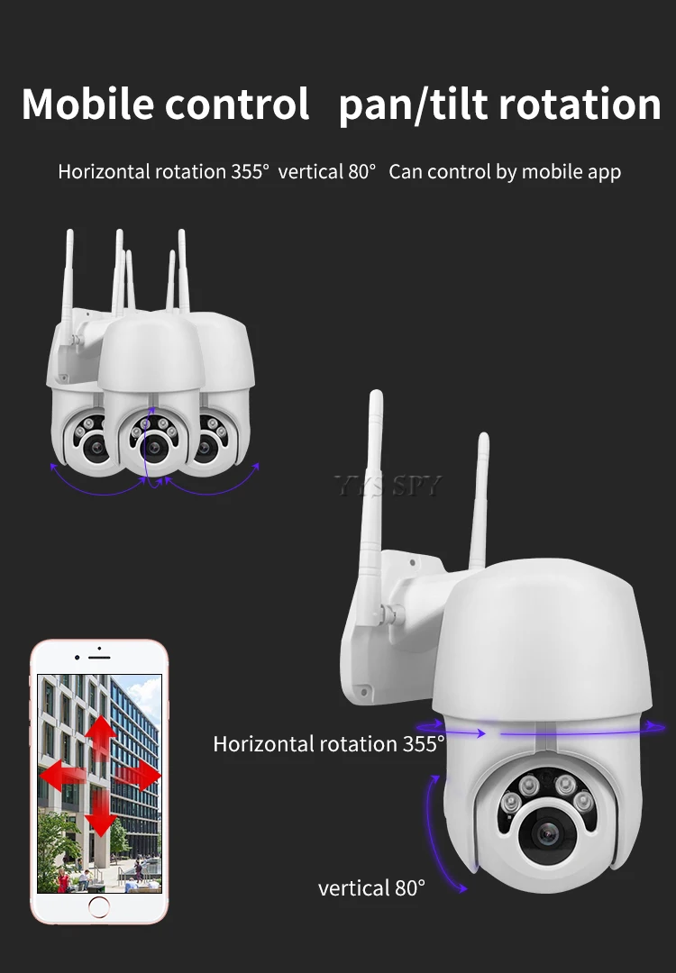 Водонепроницаемая IP сamera Wifi панорамная камера наблюдения с наклоном и зумом 3D камера 2MP HD видеонаблюдение наружный домашний инфракрасный охранный Модуль ИК ночного видения купольная камера