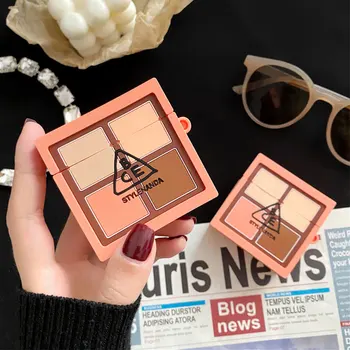 

New Case for AirPods Cute Cover Silicone Bluetooth Earphone Protective Case for Air Pods 1 2 with Keychain Eyeshadow Palette