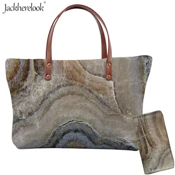 

Jackherelook 2pcs Colorful Marble Pattern Shoulder Bag PU Leather Purse Female Brand Handbag Multi Stone Texture Top-handle Bag