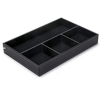 

4 Slots Desk Drawer Organizer, Pu Leather Drawer Storage Organizer Divider for Office Desk Supplies Value Collection and Accesso
