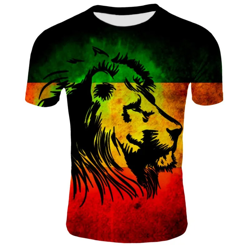 Men's T-shirt Casual 3D lion printed clothes short sleeve breathable Top Tees Fitness tshirt casual Animal T Shirts Men | Мужская