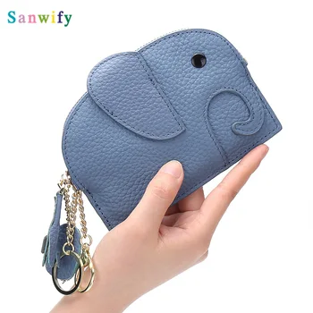 

Mini Elephant Wallet Lovely Women Coin Pocket Cowhide Ladies Card Holder Wallet Small Genuine Leather Female Purse Bag