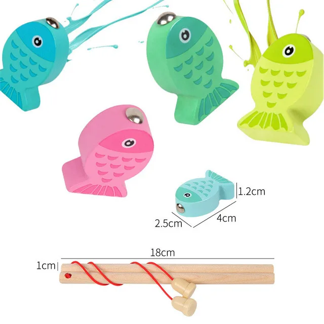 Baby Wooden Magnetic Fishing Toys Learning Alphanumeric Marine Life Cognition Color Early Educational Digital Fishing Games Toy 4