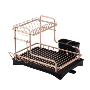 

Kitchen Shelves Dish Drainer Aluminium Drying Rack With Removable Tray Kitchen Cutlery Storage Rack