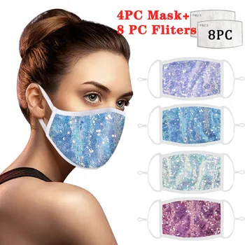 

Sequin Bling Fashion Mouth Masks For Women Party Face Cover Dustproof Anti Fog Masks Luxury Reusable Face Cover Mascarillas Lot