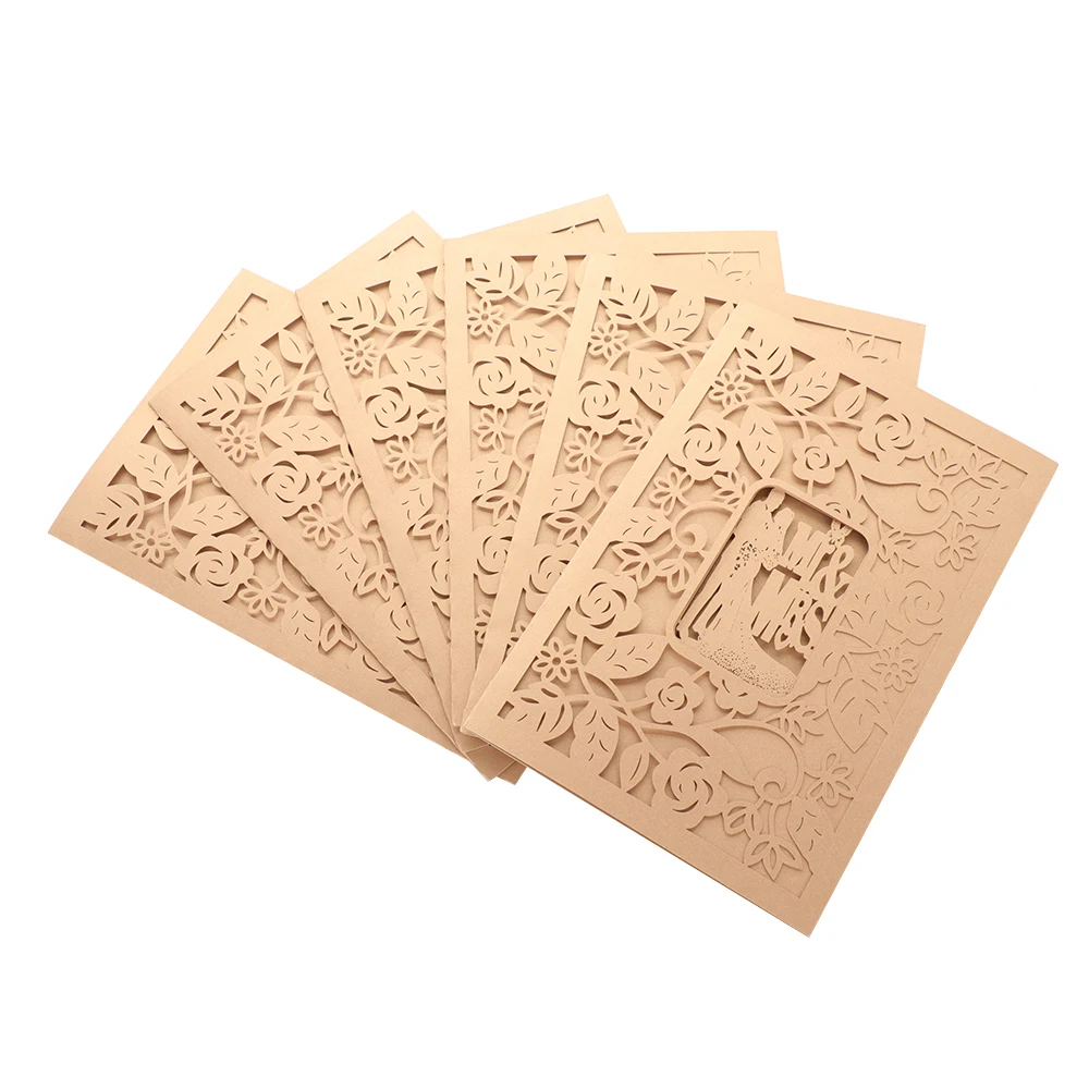  10pcs/sets Wedding Invitations Card Gold Laser Cut Hollow Out Greeting Cards For Birthday Shower Br - 4.00017E+12