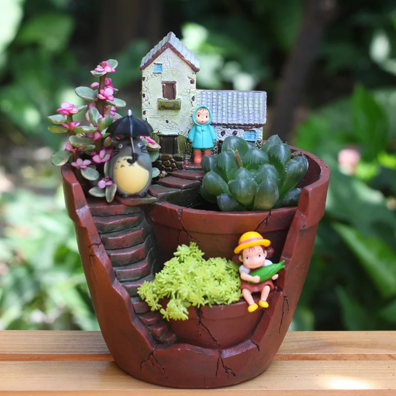 

Pastoral Garden Succulents Flower Pot Balcony Decoration Micro Landscape Creative Multi-layer Flower Pot Gardening Potted Plants