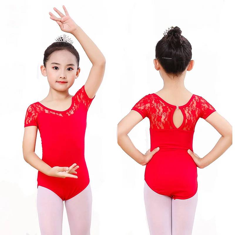red leotard Детские хлопковые кружевные костюмы для балета, гимнастики, трико с юбкой для девочек, костюмы для танцев, Одежда для танцев - Цвет: red leotard